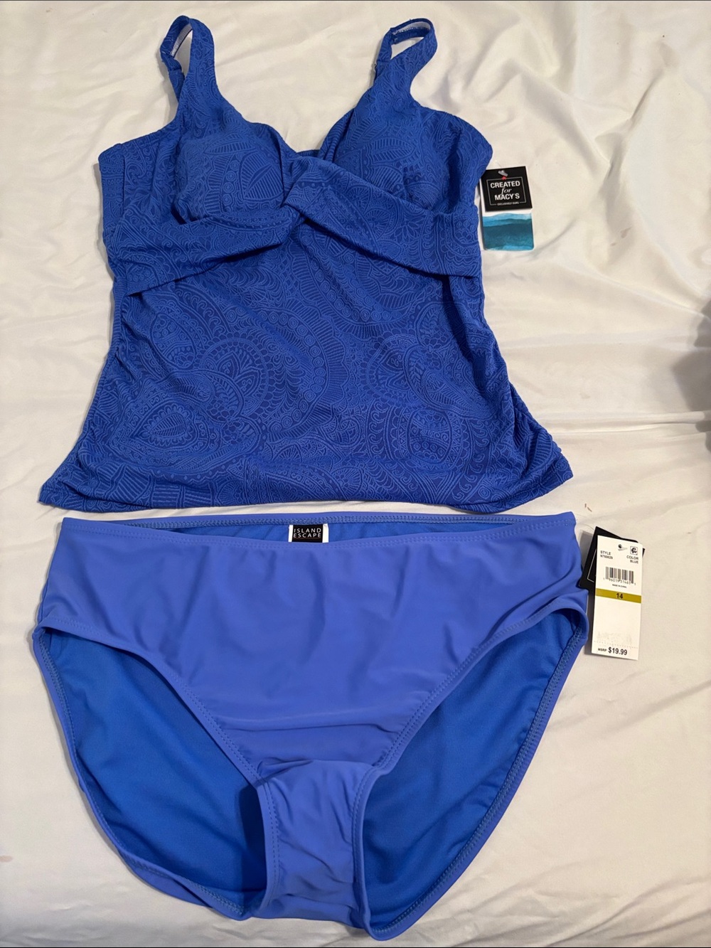 Island escape brand: croft & barrow Royal Blue Paisley Textured Tankini Set